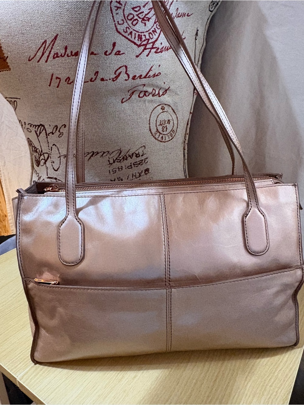 HOBO Metallic Rose Gold Shoulder Tote